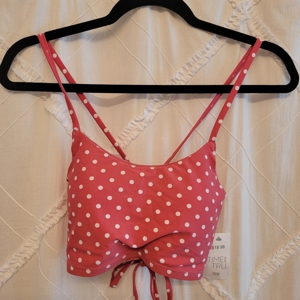 Time and Tru Polka Dot Bikini Top Size S - Picture 1 of 6